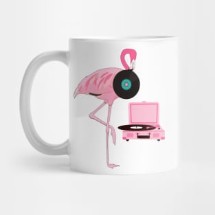 Funny Flamingo Retro Vinyl Record Player Mug